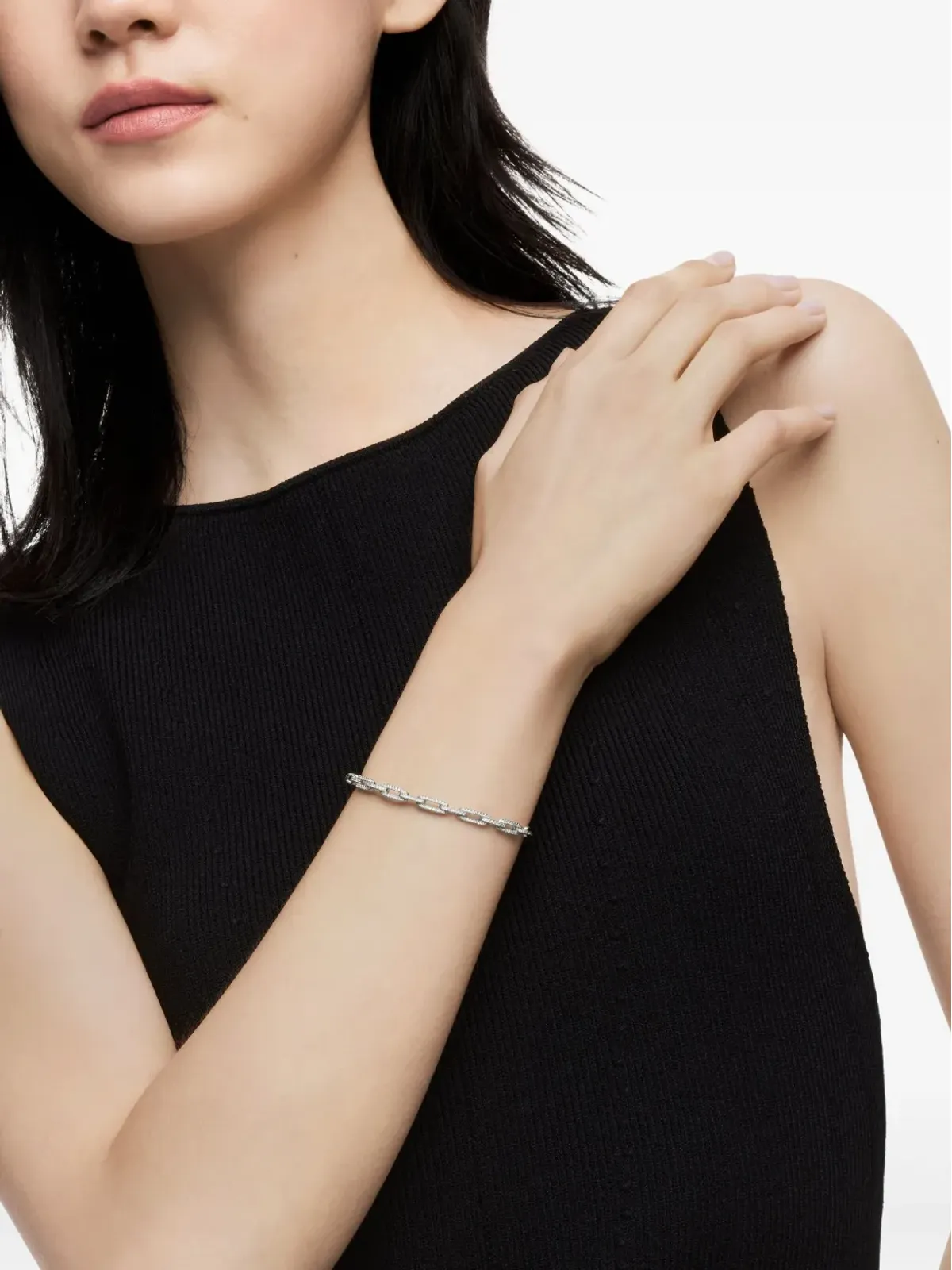 David Yurman Staxチェーンリンク ダイヤモンド ブレスレット 18ktホワイトゴールド - シルバー - 画像2