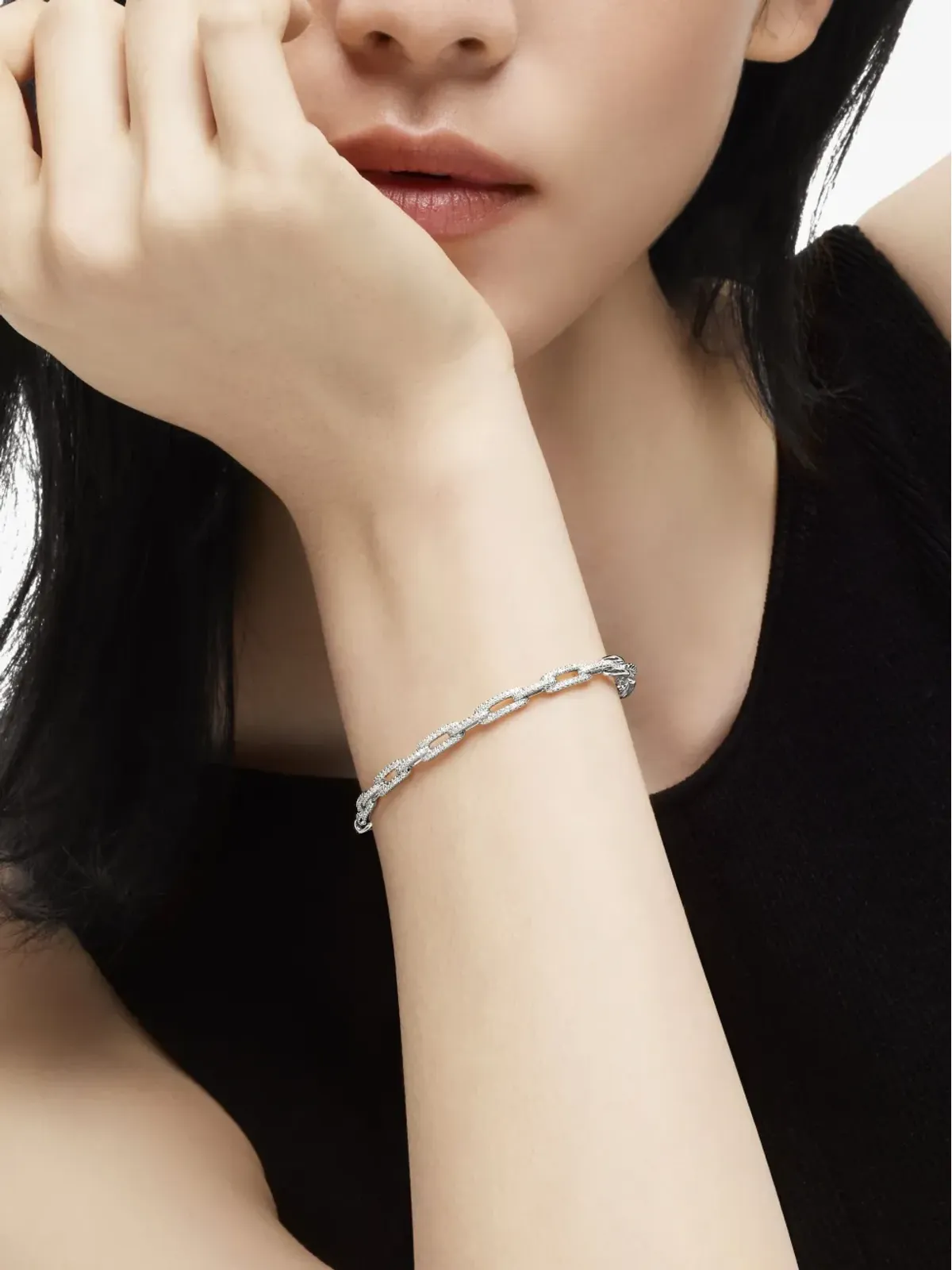 David Yurman Staxチェーンリンク ダイヤモンド ブレスレット 18ktホワイトゴールド - シルバー - 画像3