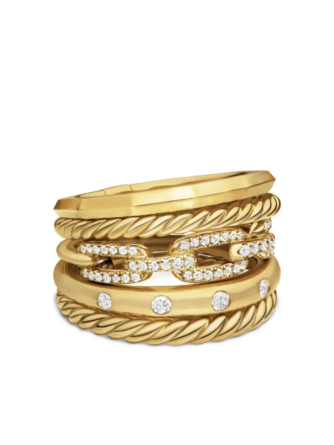 David Yurman David Yurman スタックス ファイブロー ダイヤモンドリング（18K イエローゴールド）の商品画像