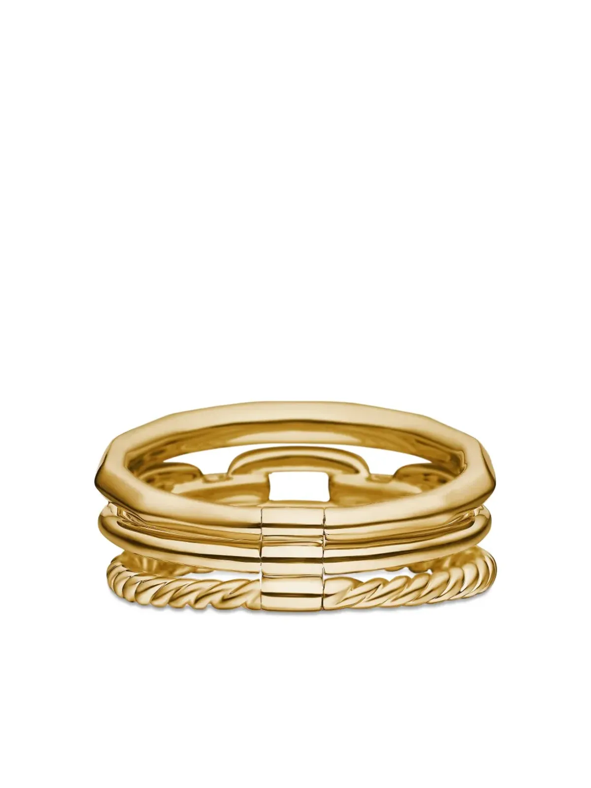David Yurman 18K イエローゴールド Stax Three Row ダイヤモンドリング - 画像4