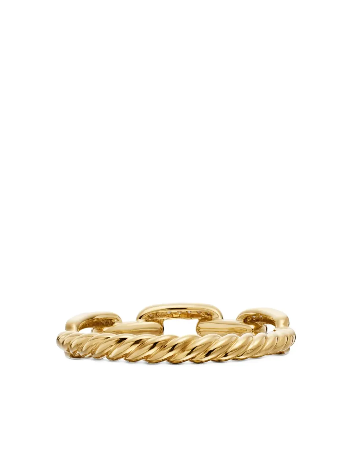 David Yurman 18Kイエローゴールド Stax Chain Link ダイヤモンドリング - 画像5