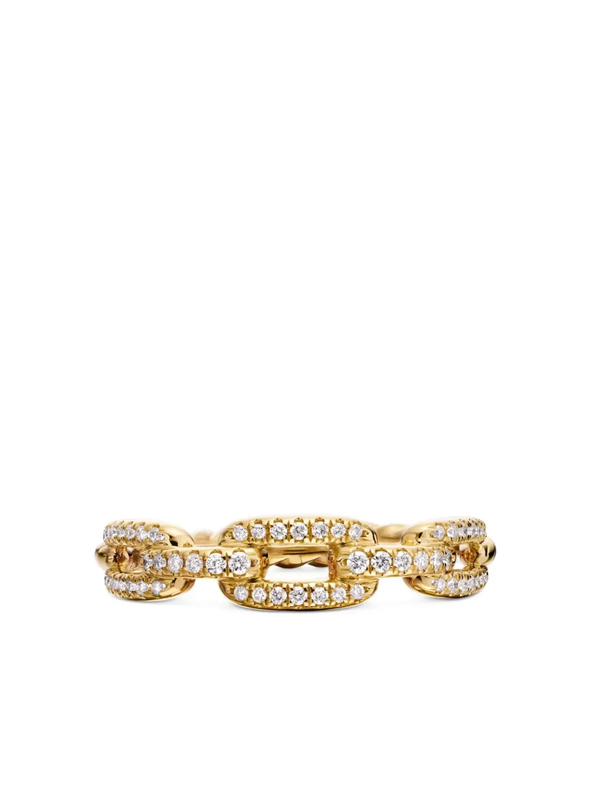 David Yurman 18Kイエローゴールド Stax Chain Link ダイヤモンドリング - 画像4