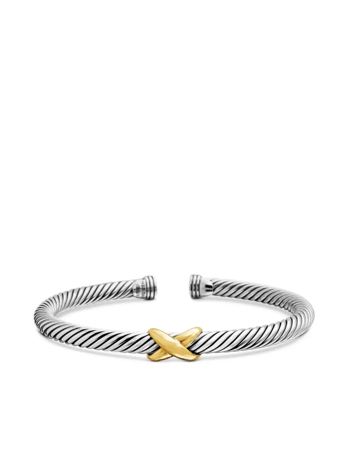 David Yurman 14K イエローゴールドとスターリングシルバー Xクラシック ケーブル ステーション ブレスレット - 画像4