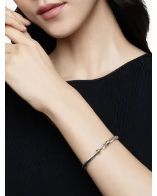 David Yurman 18Kイエローゴールドとスターリングシルバー バックル クラシック ケーブル ブレスレット - サムネイル3