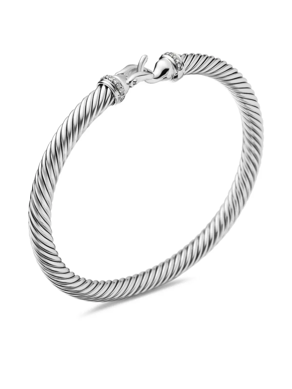 David Yurman デビッド ユルマン スターリングシルバー バックル・クラシック・ケーブル ブレスレット（ダイヤモンド、5mm） - 画像5
