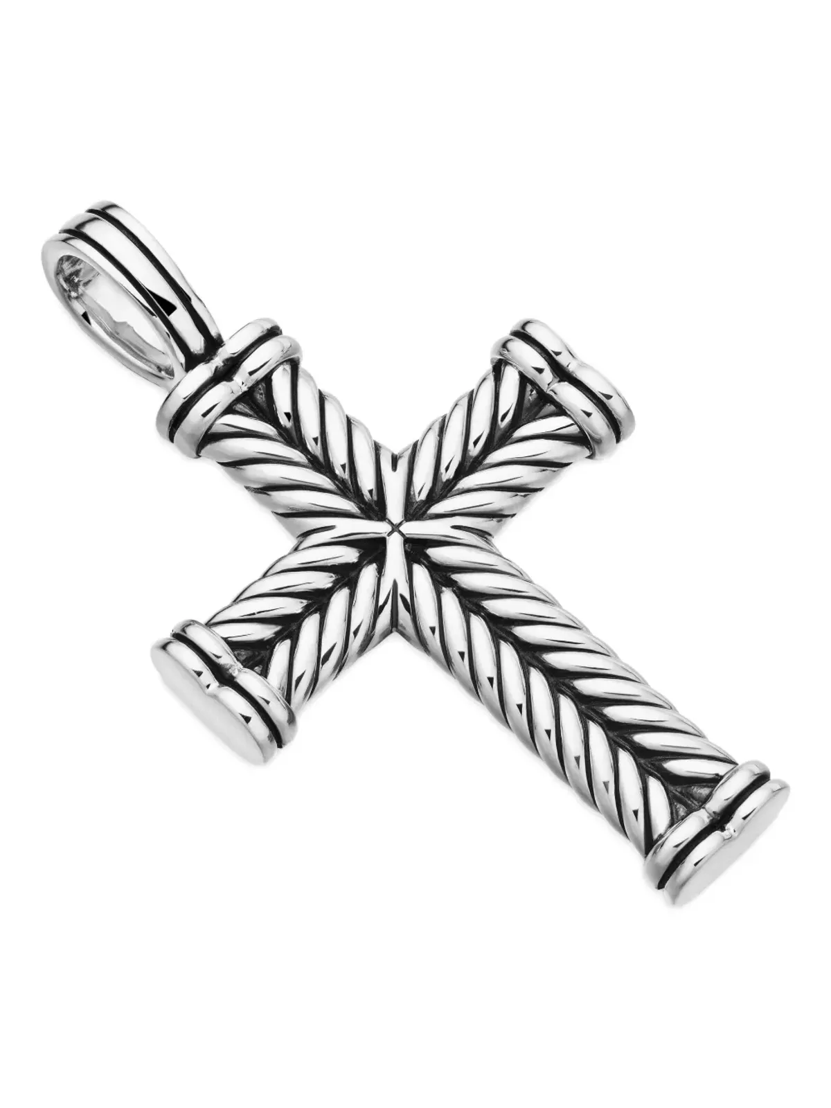 David Yurman スターリングシルバー チェボロン・クロス ペンダント - 画像5