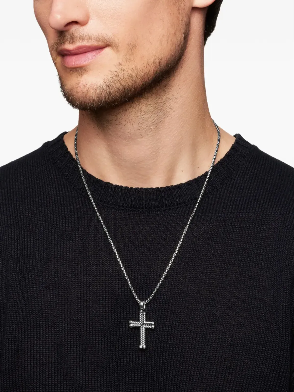 David Yurman スターリングシルバー チェボロン・クロス ペンダント - 画像2