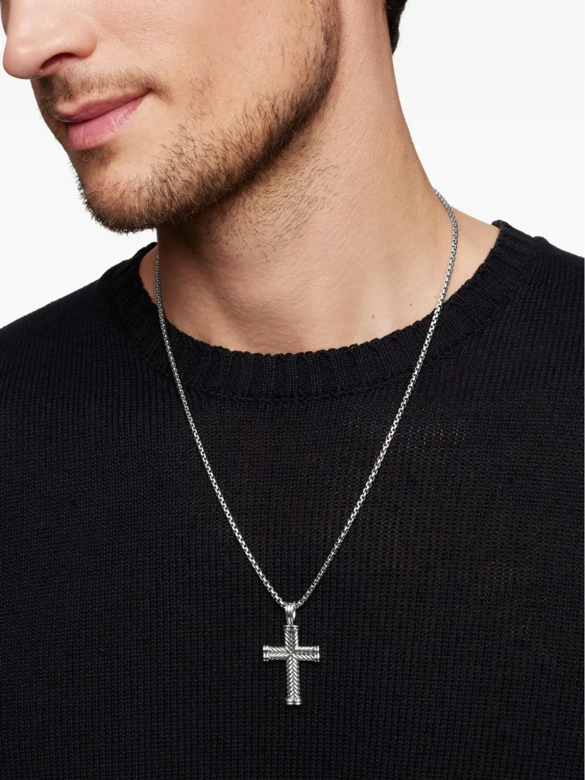 David Yurman スターリングシルバー チェボロン・クロス ペンダント - 画像3