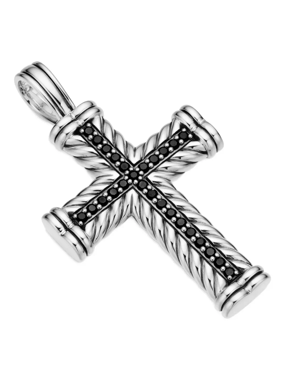 David Yurman スターリングシルバー Chevron Cross ダイヤモンド ペンダント - 画像5