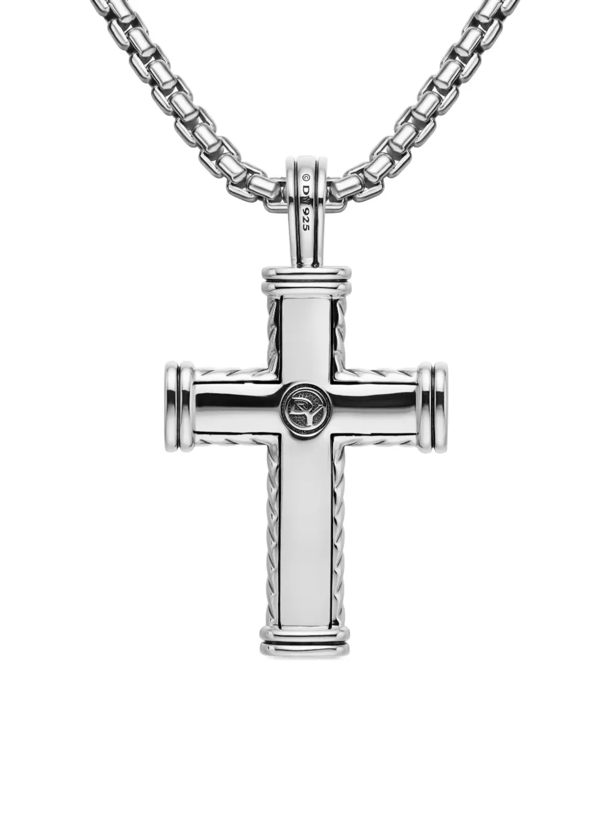 David Yurman スターリングシルバー Chevron Cross ダイヤモンド ペンダント - 画像4