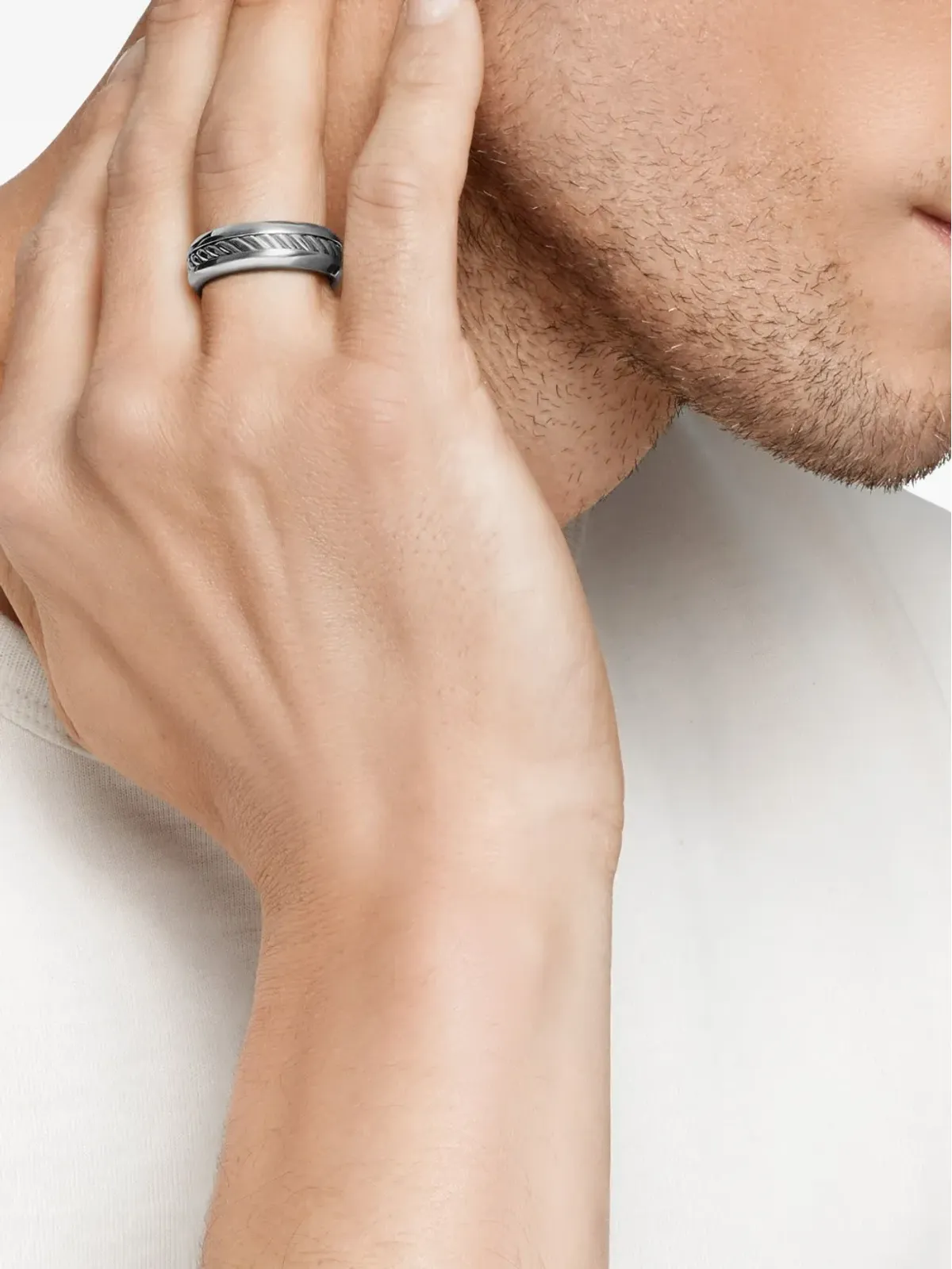 David Yurman スターリングシルバー Cable Inset バンドリング - 画像3