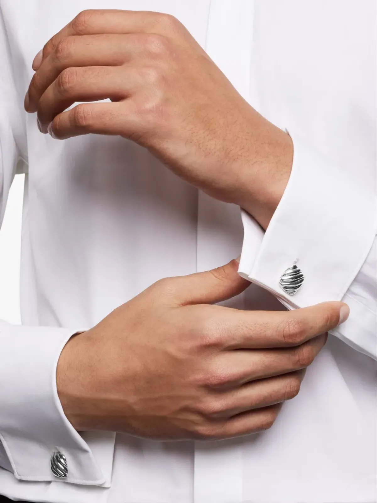 David Yurman デヴィッド ユルマン スターリングシルバー 彫刻ケーブル クッション カフリンクス - 画像3