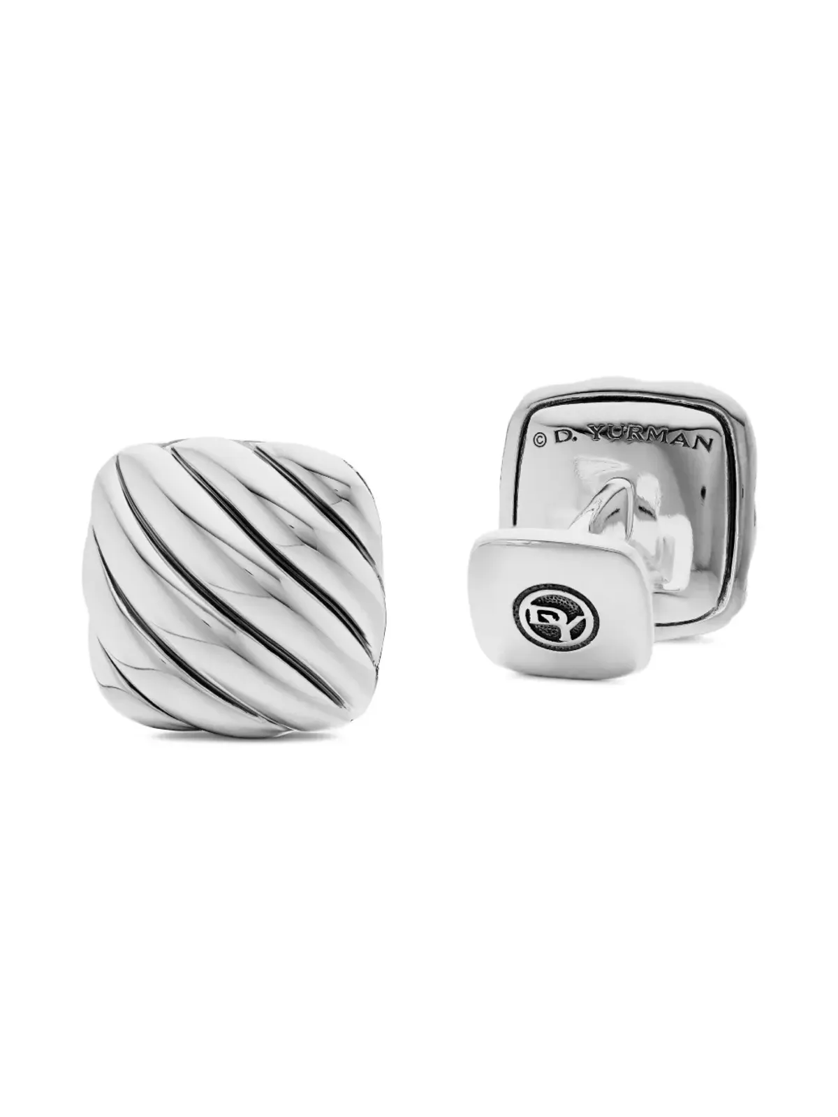 David Yurman デヴィッド ユルマン スターリングシルバー 彫刻ケーブル クッション カフリンクス - 画像4