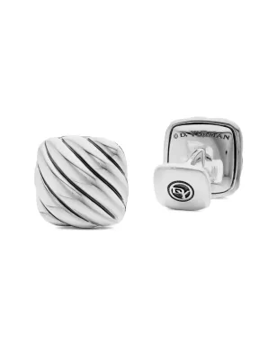 David Yurman デヴィッド ユルマン スターリングシルバー 彫刻ケーブル クッション カフリンクス - サムネイル4