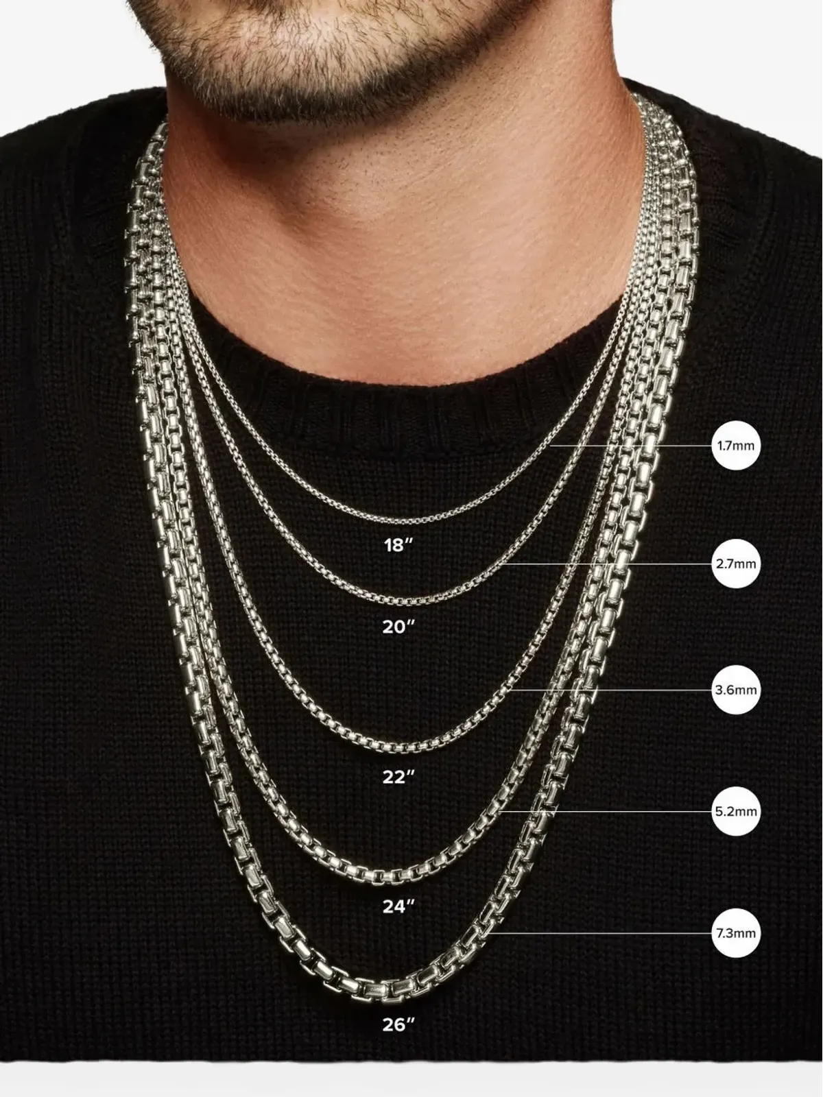 David Yurman ボックスチェーン ネックレス ブラック - 画像5