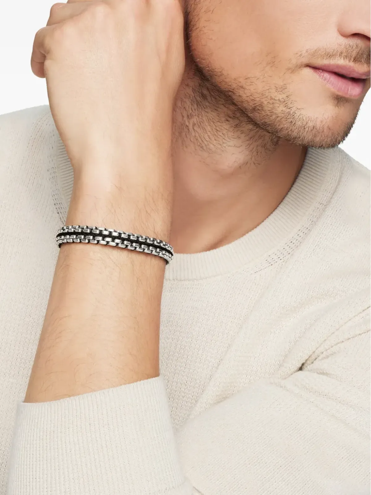 David Yurman スターリングシルバー 編み込みボックスチェーン ブレスレット - 画像3