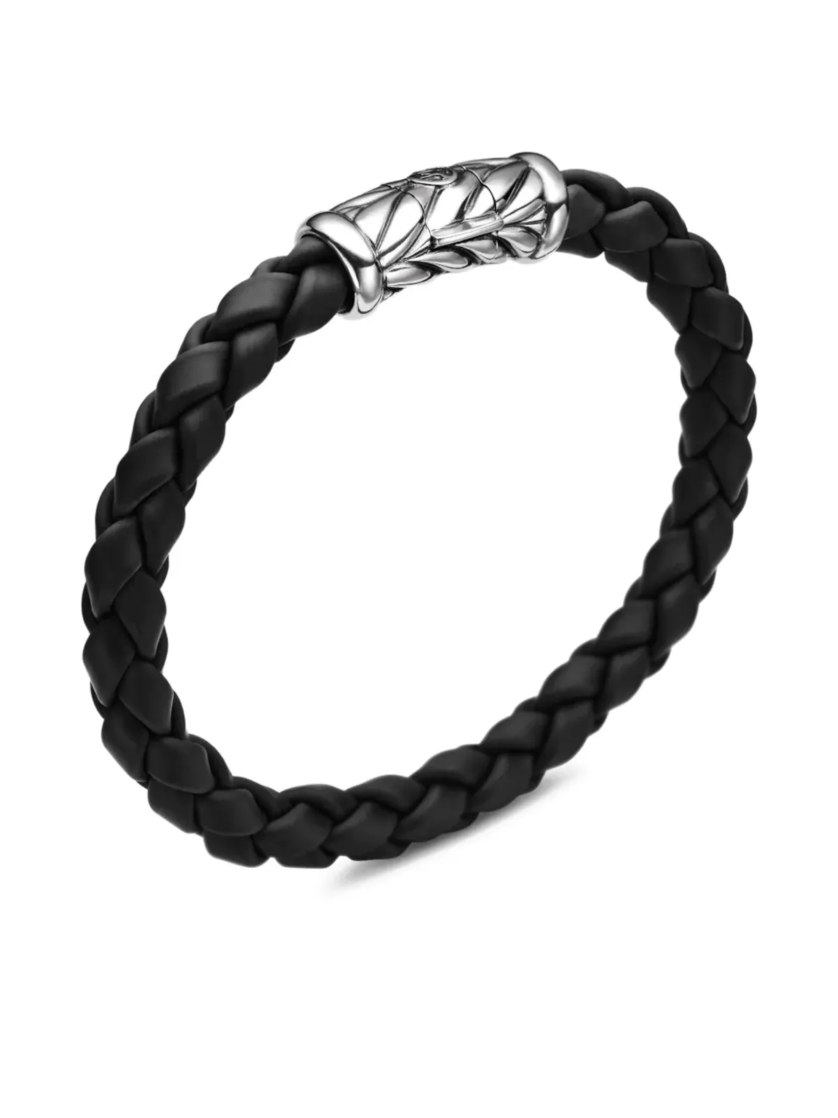 David Yurman スターリングシルバー チェビオン編みブレスレット ブラック - 画像5