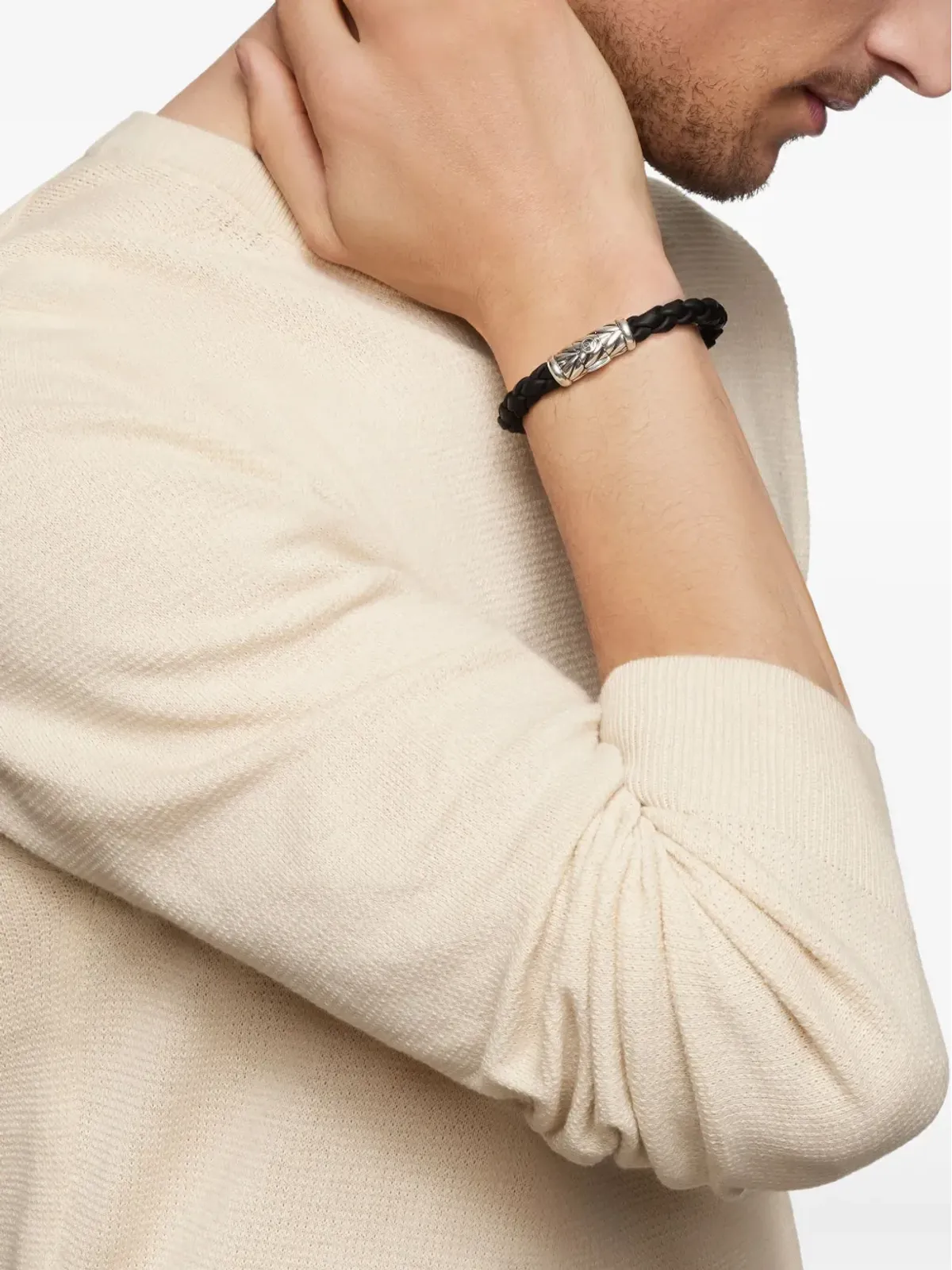 David Yurman スターリングシルバー チェビオン編みブレスレット ブラック - 画像2