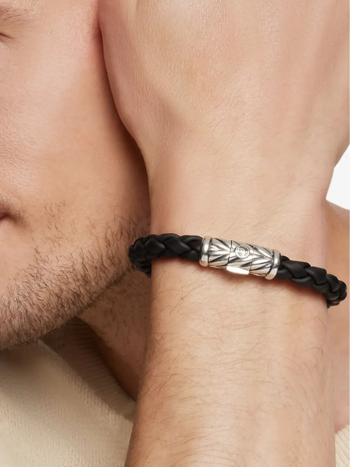 David Yurman スターリングシルバー チェビオン編みブレスレット ブラック - 画像3