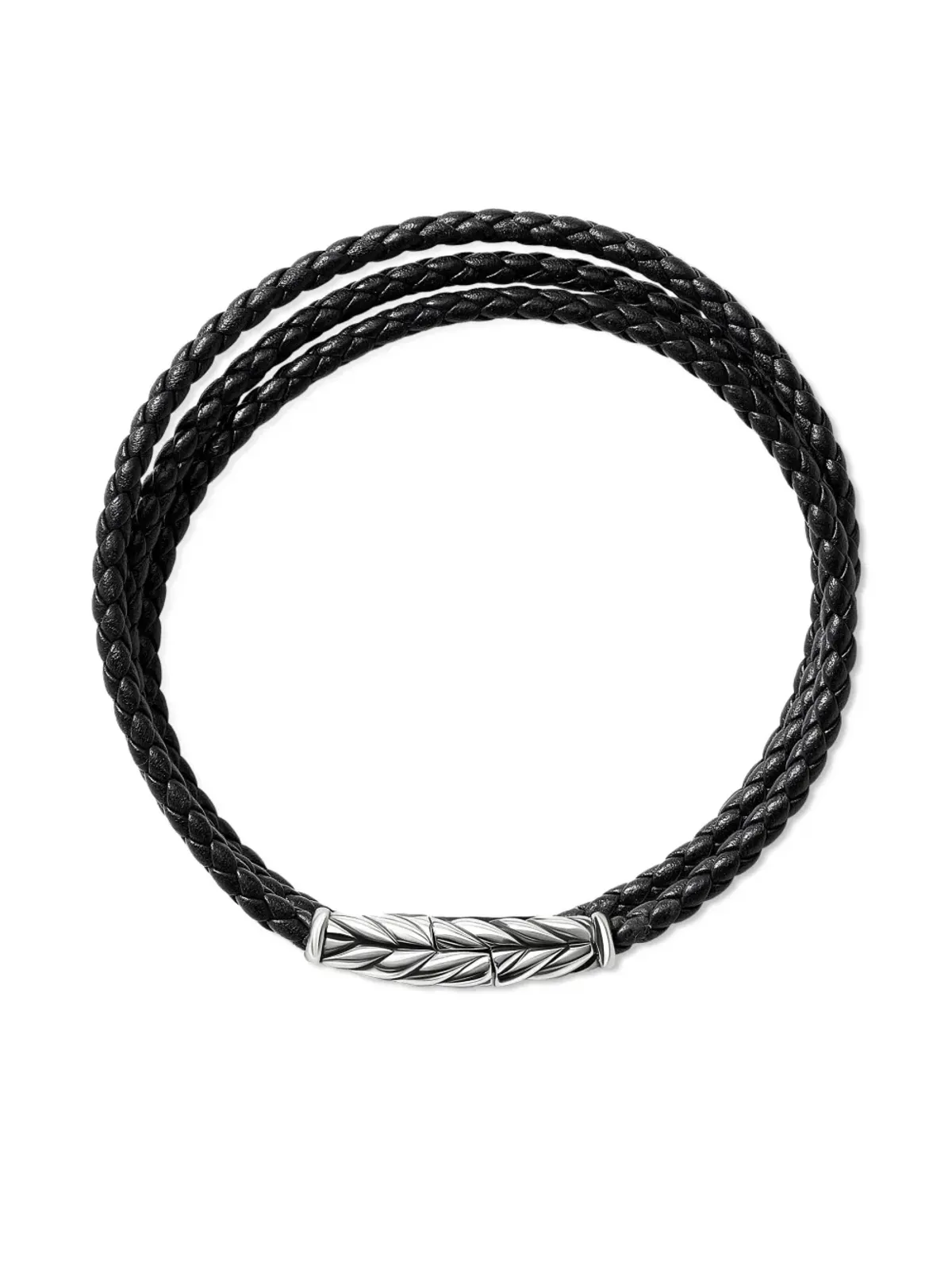 David Yurman チェベロン トリプルラップ レザー ブレスレット ブラック - 画像3