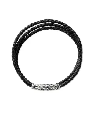 David Yurman チェベロン トリプルラップ レザー ブレスレット ブラック - サムネイル3