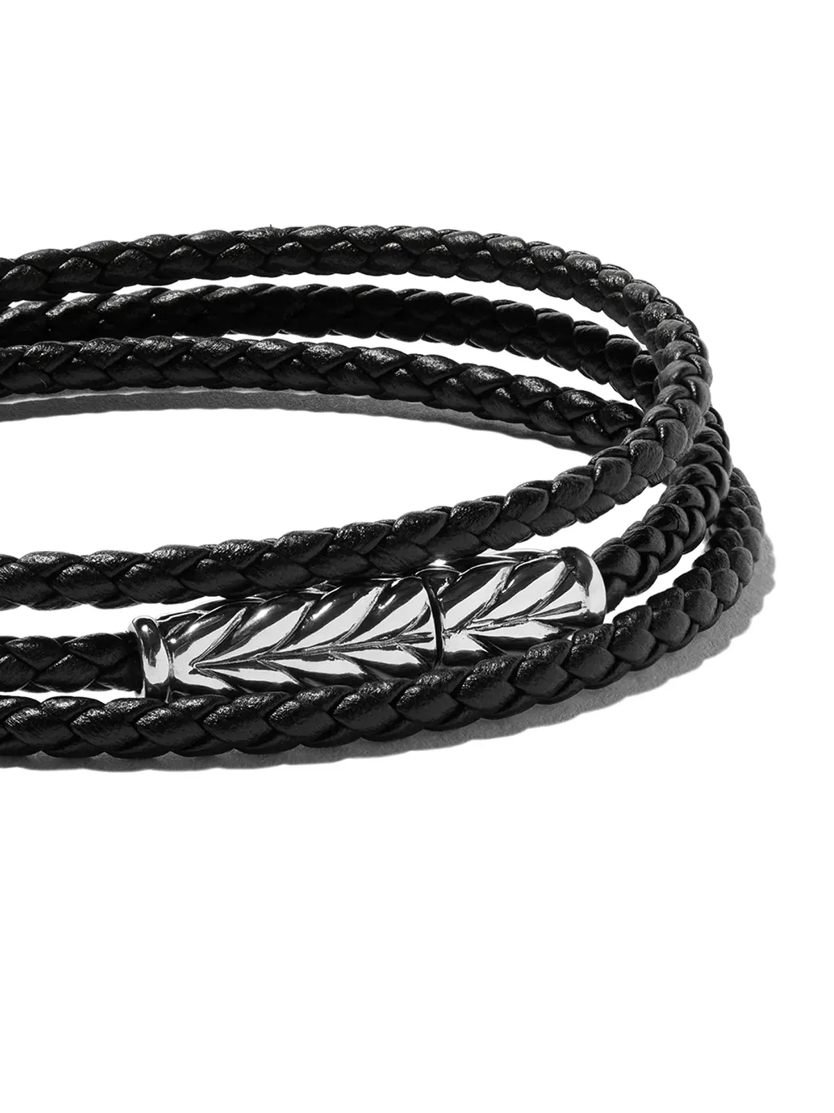 David Yurman チェベロン トリプルラップ レザー ブレスレット ブラック - 画像4