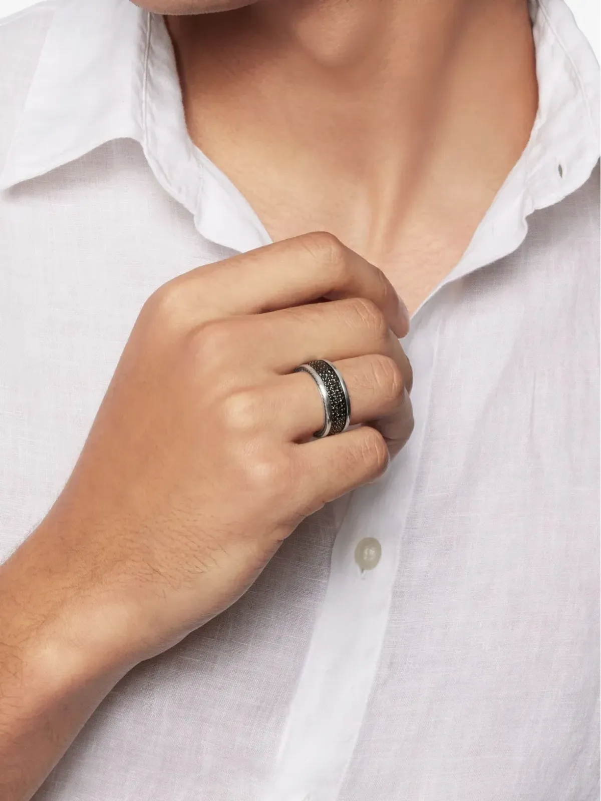 David Yurman ストリームライン三列ダイヤモンドバンドリング - 画像2