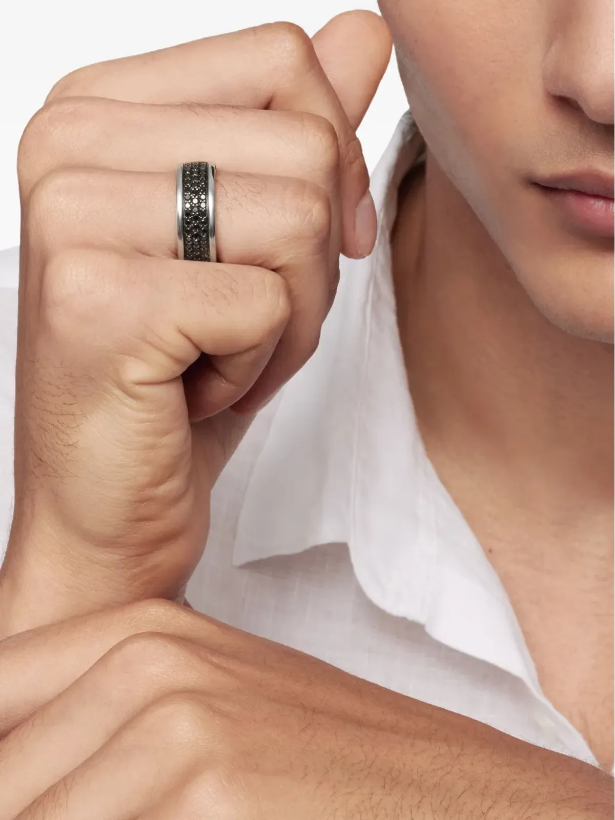 David Yurman ストリームライン三列ダイヤモンドバンドリング - 画像3