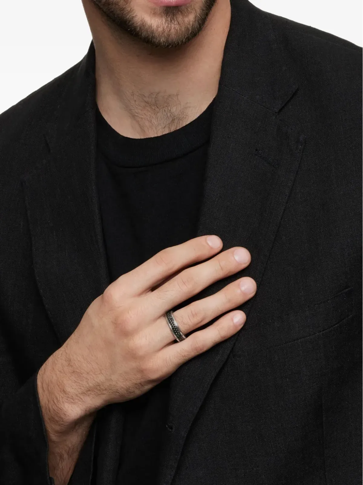David Yurman ストリームライン ツーロウ バンド ダイヤモンド リング - 画像2