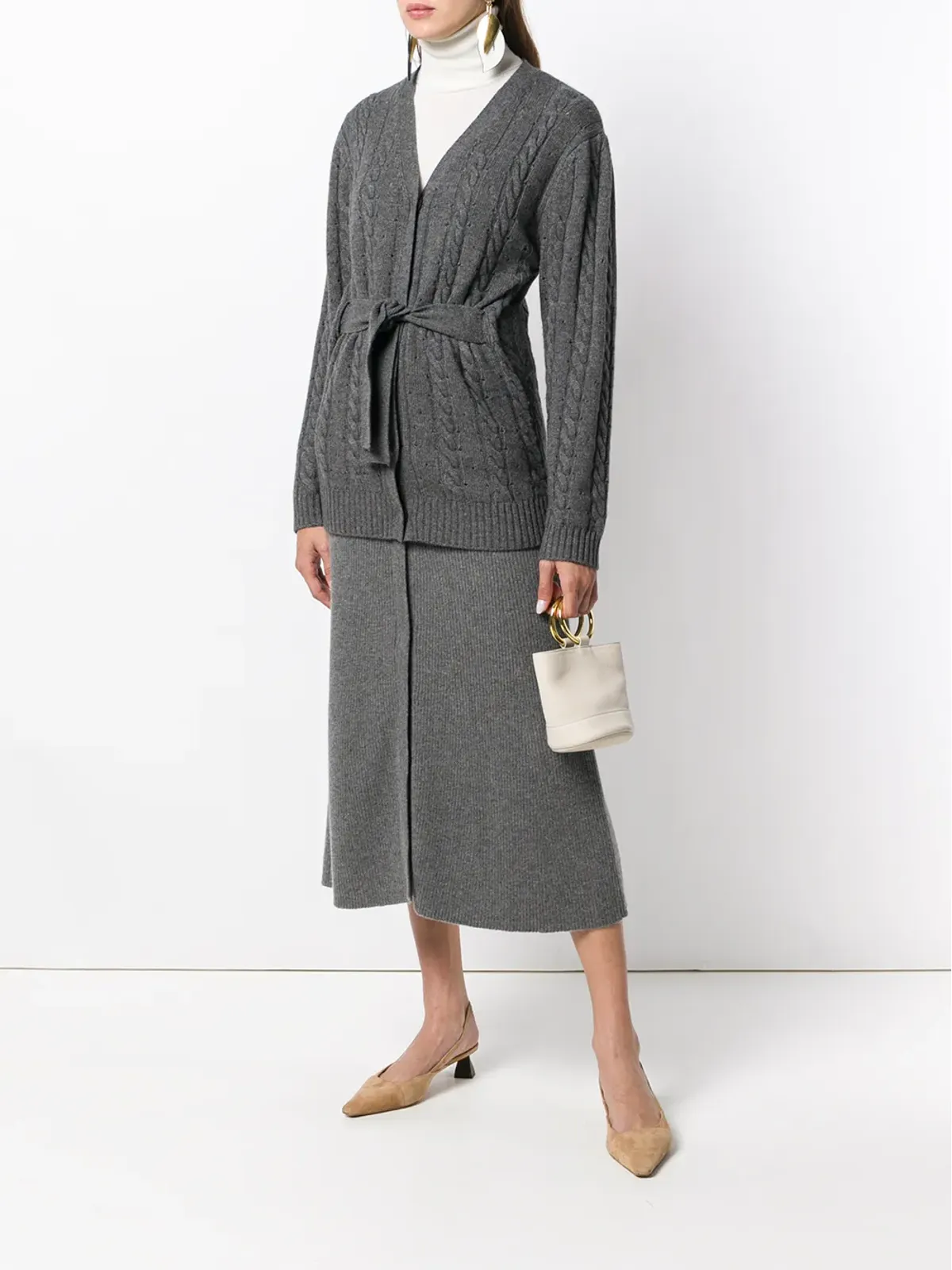 Cashmere In Love カシミアブレンド ケーブルニット カーディガン - 画像2