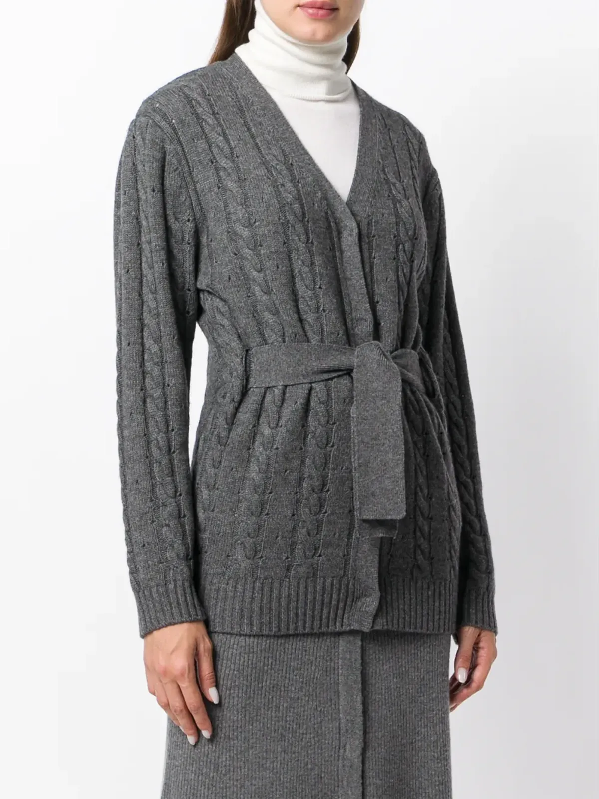 Cashmere In Love カシミアブレンド ケーブルニット カーディガン - 画像3