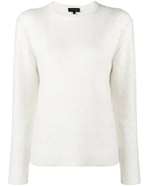 Cashmere In Love カシミア透かし柄セーター - White - サムネイル1