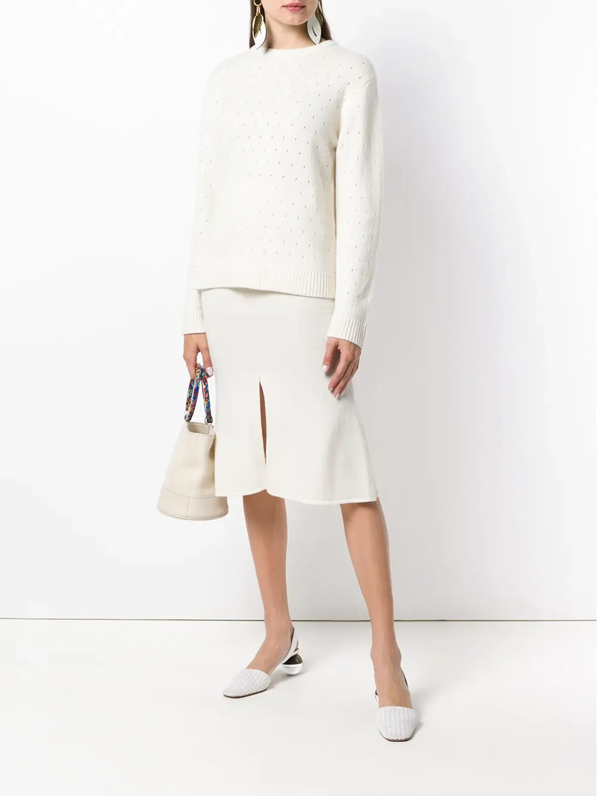 Cashmere In Love カシミア透かし柄セーター - White - 画像2