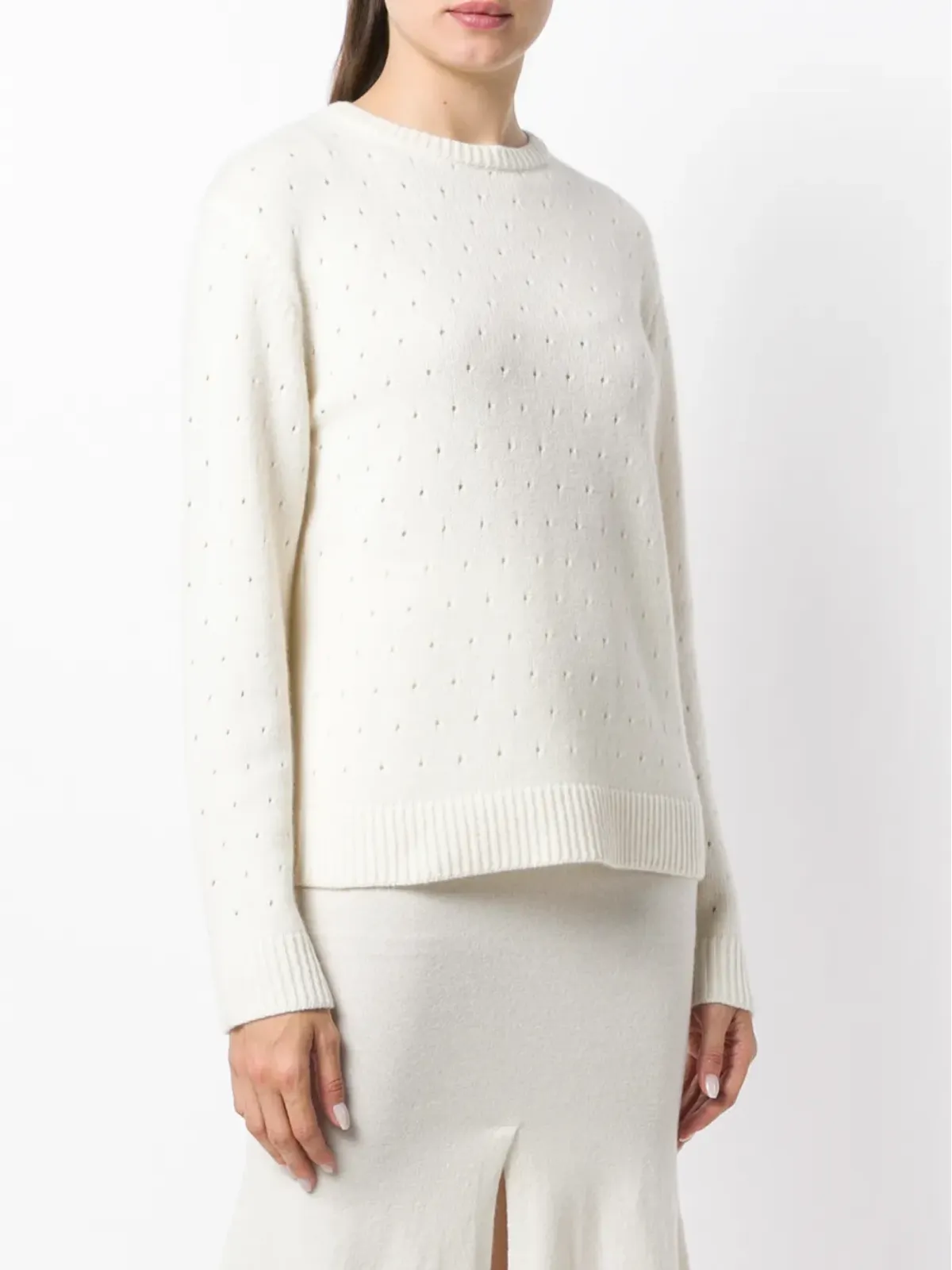 Cashmere In Love カシミア透かし柄セーター - White - 画像3