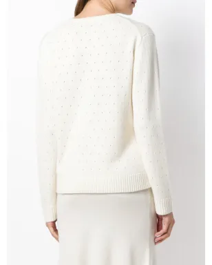 Cashmere In Love カシミア透かし柄セーター - White - サムネイル4