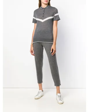 Cashmere In Love グレーのフリルトリミング付きニットポロシャツ - サムネイル2