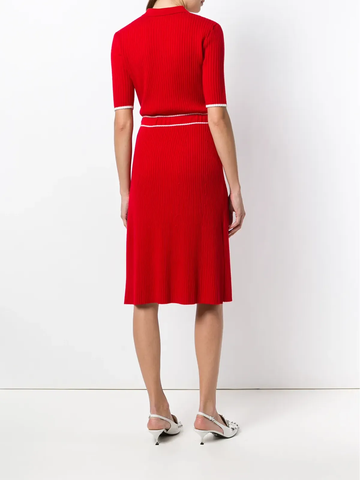 Cashmere In Love カシミア混紡リブニットドレス レッド - 画像4