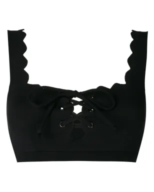 Marysia scalloped-trim bikini top - Black - サムネイル1