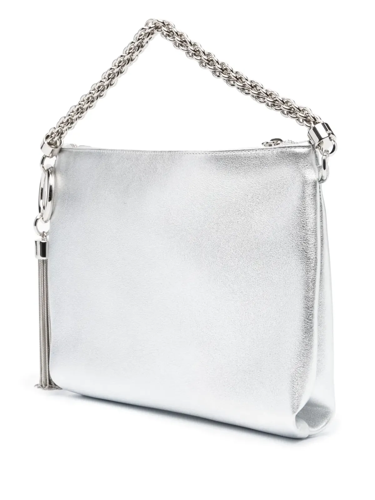 Jimmy Choo Callie メタリックタッセルクラッチ グレー - 画像3