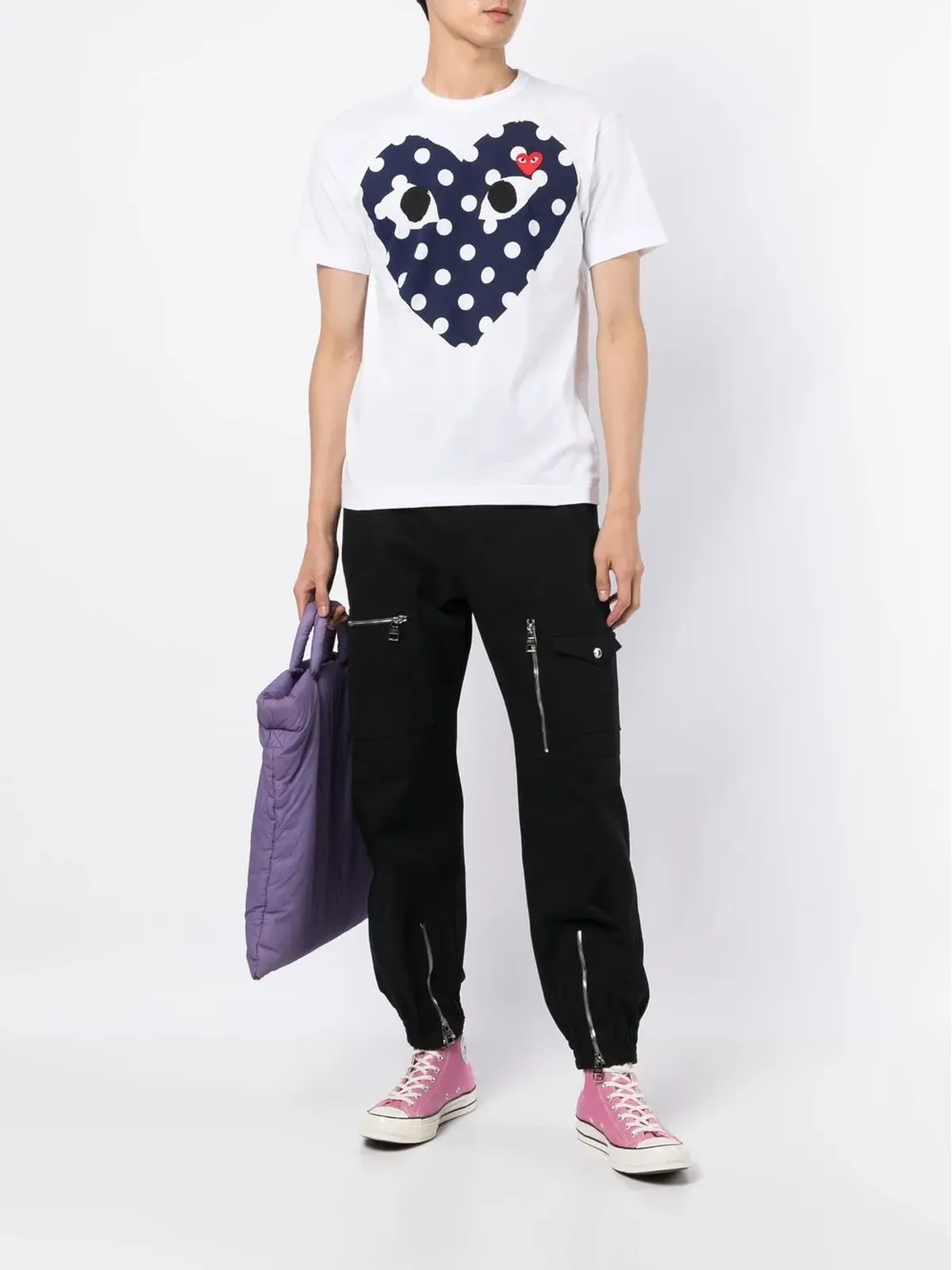 Comme Des Garçons Play ロゴプリント コットン Tシャツ - White - 画像4