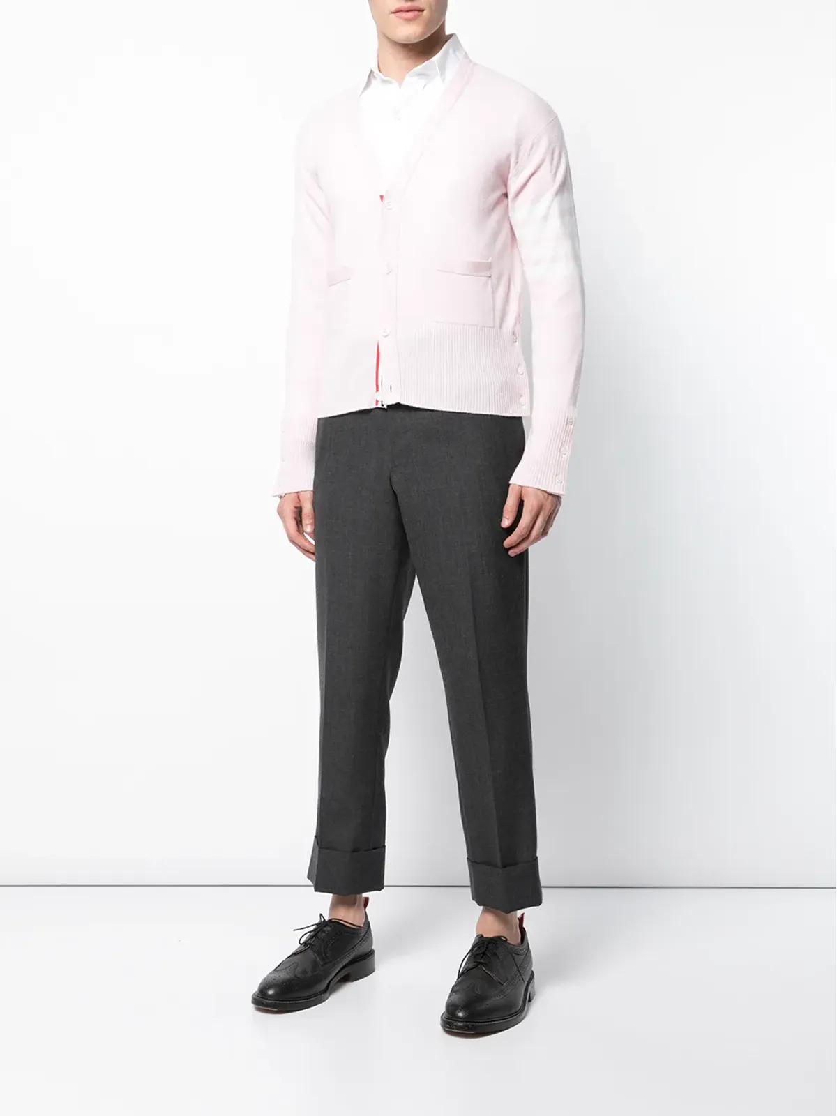 Thom Browne カシミア ストライプ袖カーディガン - ピンク - 画像2