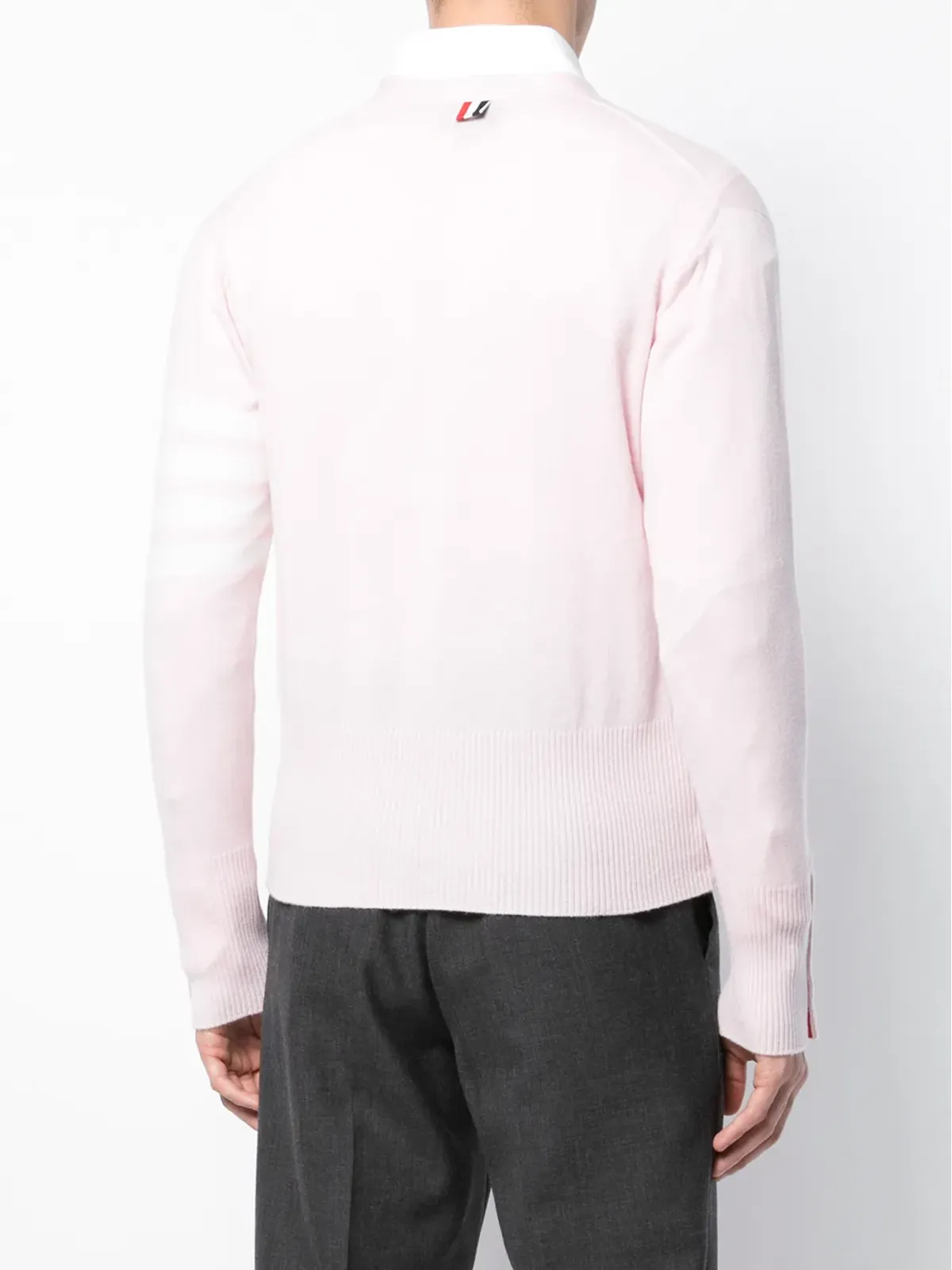 Thom Browne カシミア ストライプ袖カーディガン - ピンク - 画像4