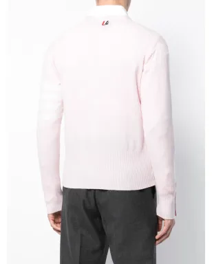 Thom Browne カシミア ストライプ袖カーディガン - ピンク - サムネイル4