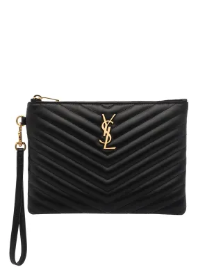 Saint Laurent キルテッドレザークラッチバッグ - ブラック - サムネイル1