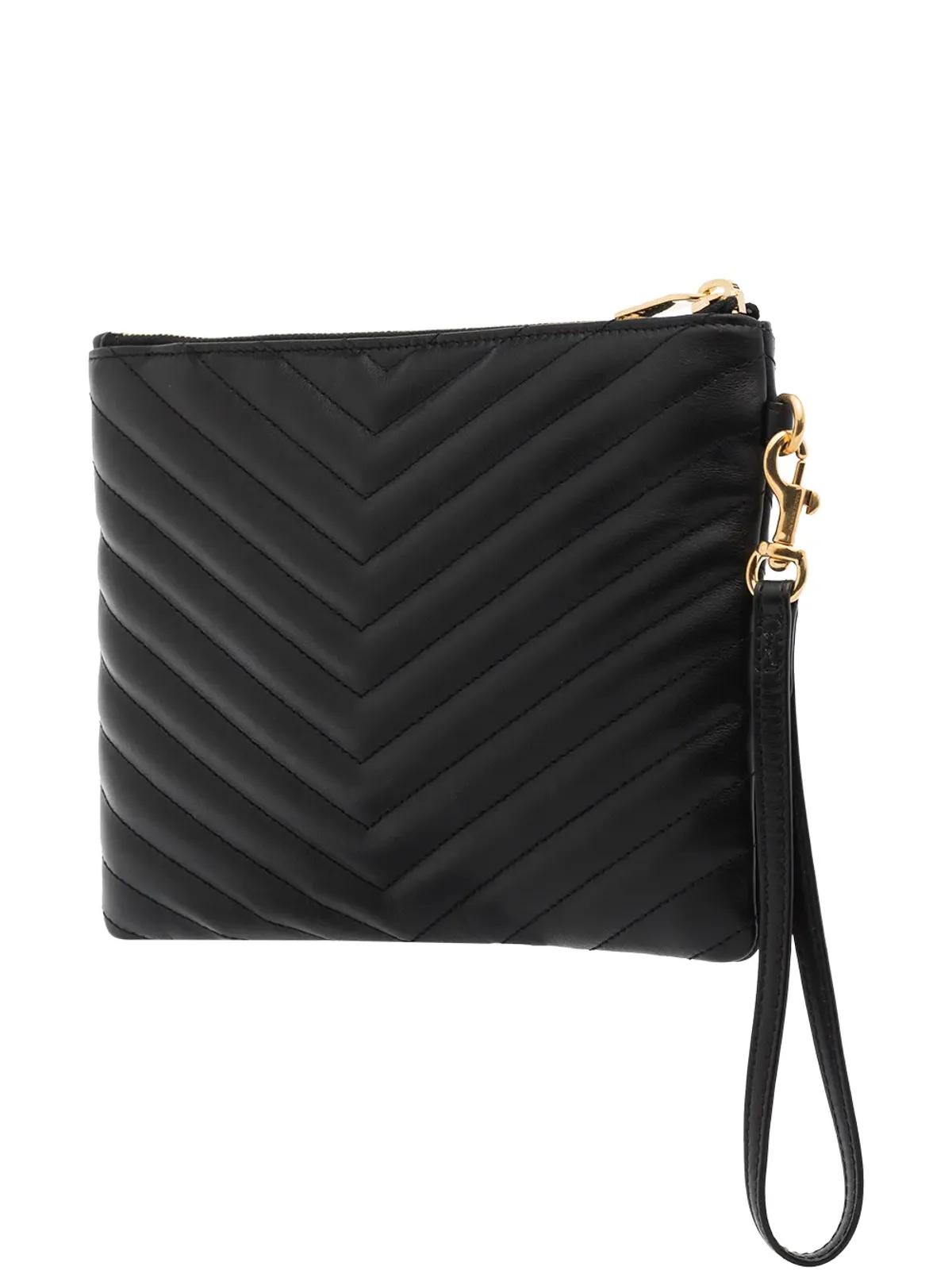 Saint Laurent キルテッドレザークラッチバッグ - ブラック - 画像3