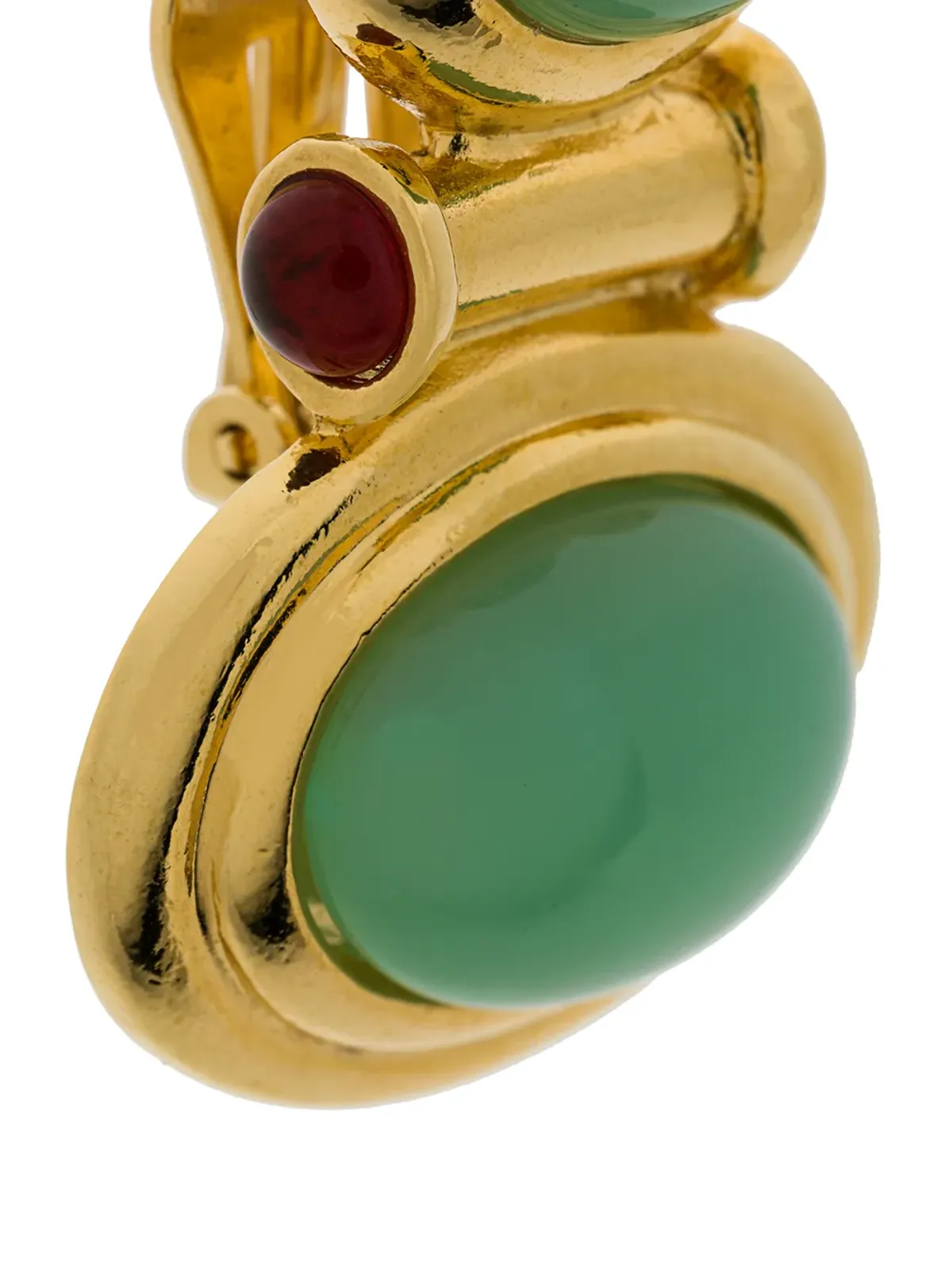 Susan Caplan Vintage 1990s Vintage Elizabeth Taylor Cabochon Earrings - Gold - 画像3