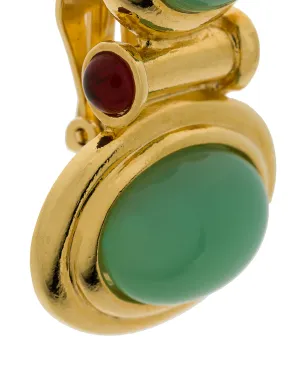 Susan Caplan Vintage 1990s Vintage Elizabeth Taylor Cabochon Earrings - Gold - サムネイル3
