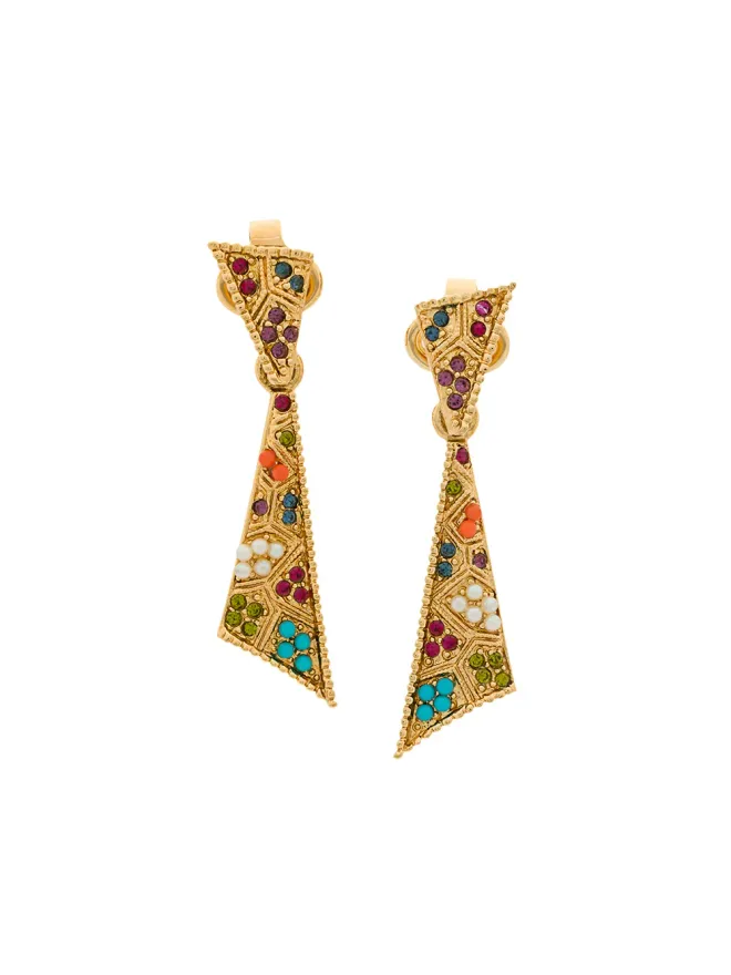 Susan Caplan Vintage Susan Caplan Vintage 1980s ヴィンテージ D'Orlan カラフル クリップオン ドロップイヤリング - ゴールドの商品画像