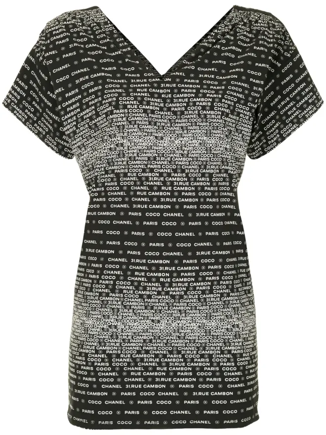 CHANEL Pre-Owned CHANEL ビンテージ 2009 ロゴプリントVネックTシャツの商品画像