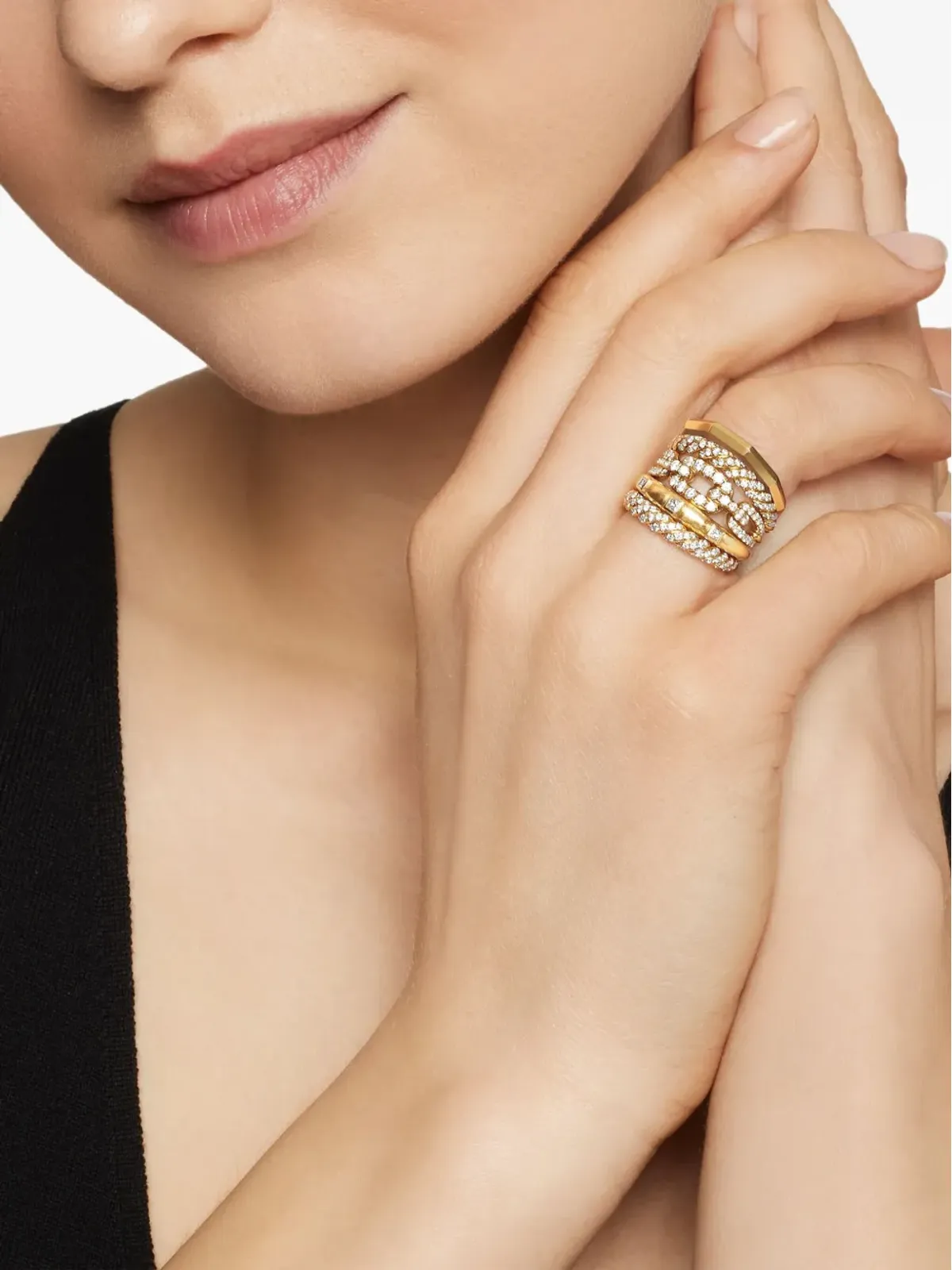 David Yurman Stax Five Row ダイヤモンドリング - 画像3